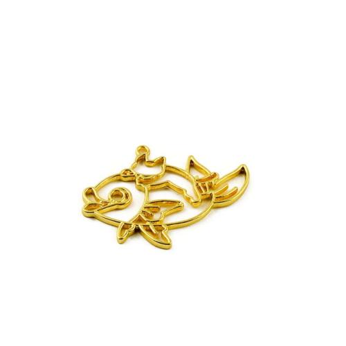 Tibetan Style Animal Pendants, Fish, gold color plated, DIY, 48x35x21mm, 100PCs/Bag, Sold By Bag