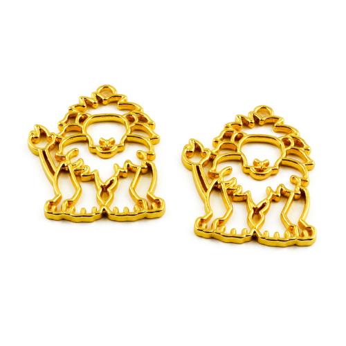 Tibetan Style Animal Pendants, Lion, gold color plated, DIY, 36x45x2.80mm, 100PCs/Bag, Sold By Bag