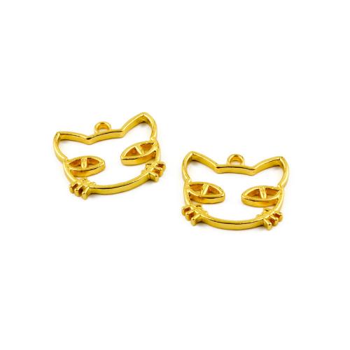 Tibetan Style Animal Pendants, Cat, gold color plated, DIY, 26x22mm, 100PCs/Bag, Sold By Bag