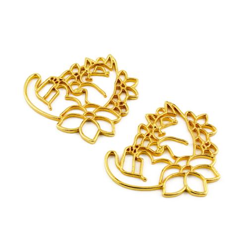 Tibetan Style Animal Pendants, Cat, gold color plated, DIY, 57x44mm, 100PCs/Bag, Sold By Bag