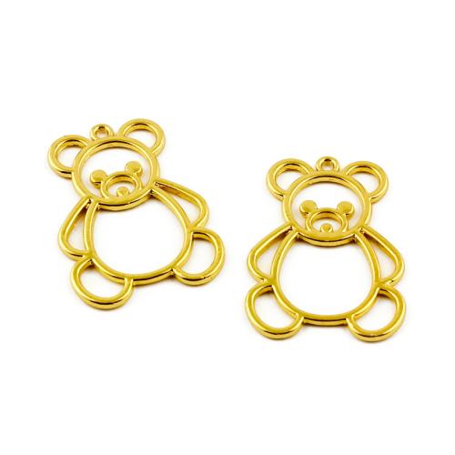 Tibetan Style Animal Pendants, Bear, gold color plated, DIY, 24x34mm, 100PCs/Bag, Sold By Bag