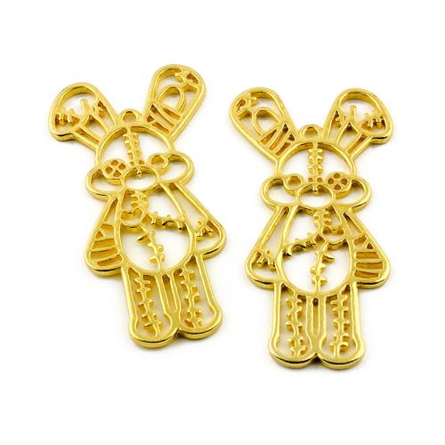 Tibetan Style Animal Pendants, Rabbit, gold color plated, DIY, 34x63mm, 100PCs/Bag, Sold By Bag