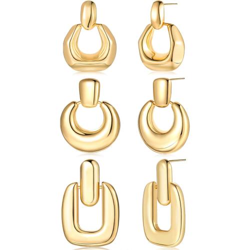 Pendientes de Perno en Latón, metal, chapado en oro de 14 K, diferentes estilos para la opción & para mujer & hueco, Vendido por Par