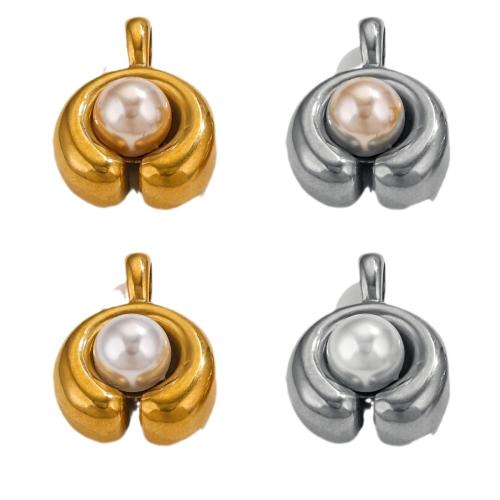 Stainless Steel Pendants, 304 Stainless Steel, with Plastic Pearl, plated, DIY, more colors for choice, 5PCs/Bag, Sold By Bag