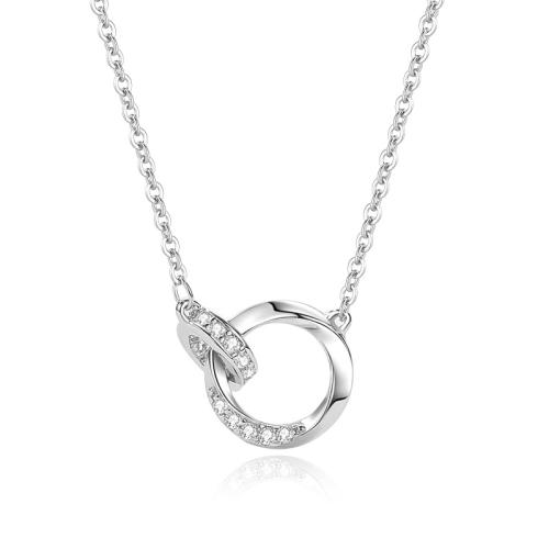 Cubic Zircon Micro Pave 925 Sterling Silver Necklace, with 5CM extender chain, micro pave cubic zirconia & for woman, platinum color, Length:Approx 40 cm, Sold By PC