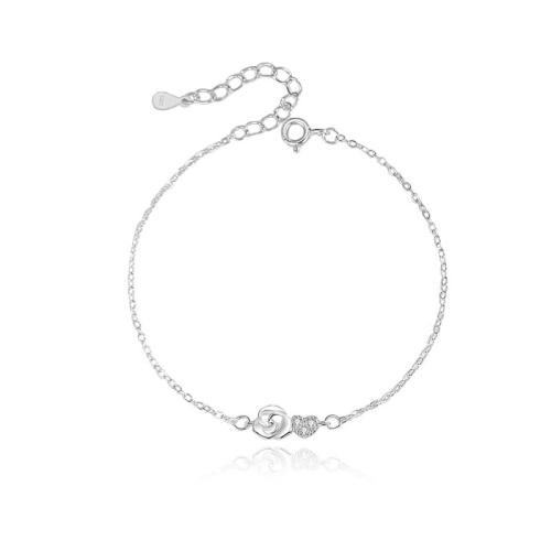 Sterling Silber Armbänder, 925 Sterling Silber, mit Verlängerungskettchen von 3CM, Micro pave Zirkonia & für Frau, keine, Länge:ca. 16 cm, verkauft von PC