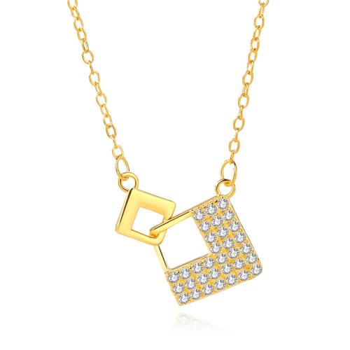 Cubic Zircon Micro Pave 925 Sterling Silver Necklace, with 5CM extender chain, micro pave cubic zirconia & for woman, more colors for choice, Length:Approx 40 cm, Sold By PC