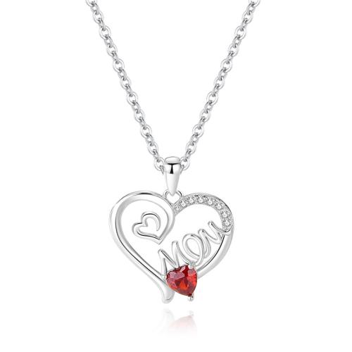 Cubic Zircon Micro Pave 925 Sterling Silver Necklace, with 5CM extender chain, Heart, micro pave cubic zirconia & for woman, more colors for choice, Length:Approx 40 cm, Sold By PC