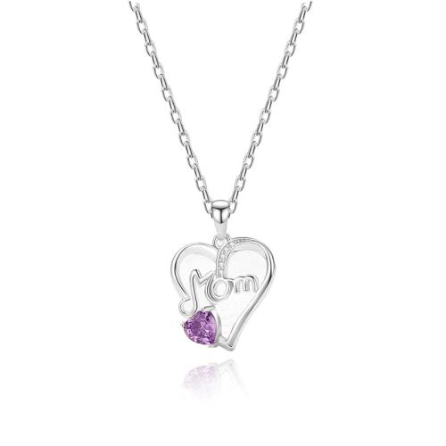 Circón cúbico micr3ofono pavimenta collar de plata esterlina, plata de ley 925, con 5CM extender cadena, Corazón, micro arcilla de zirconia cúbica & para mujer, más colores para la opción, longitud:aproximado 40 cm, Vendido por UD