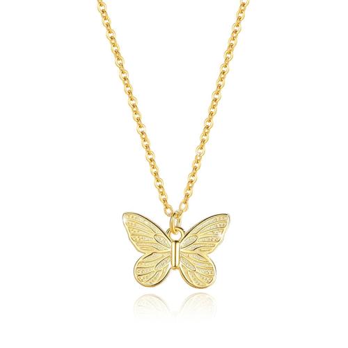 925 Sterling Silver Necklaces, with 5CM extender chain, Butterfly, for woman, more colors for choice, Length:Approx 40 cm, Sold By PC