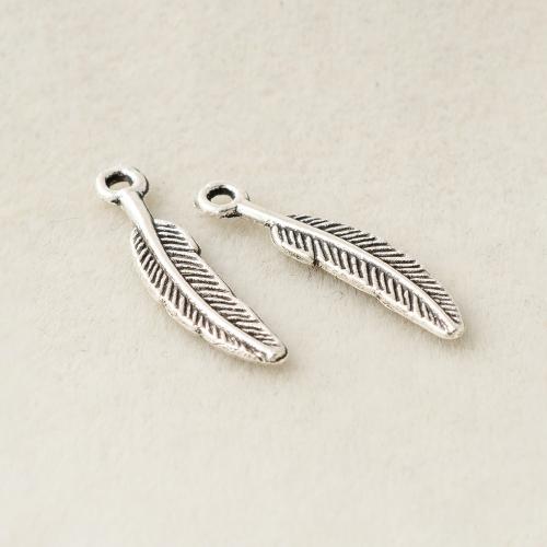 Colgantes de Aleación de Zinc en Forma Hoja, chapado, Bricolaje, plateado, 5x22mm, agujero:aproximado 1.5mm, Vendido por UD