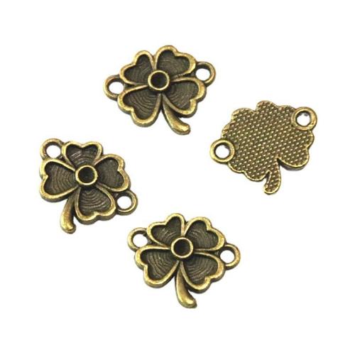 Tibetan Style Connector, Four Leaf Clover, antique brass color plated, DIY & 1/1 loop, 18x15mm, 100PCs/Bag, Sold By Bag