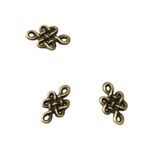 Tibetan Style Connector, Chinese Knot, antique brass color plated, DIY & 1/1 loop, 7x11.50mm, 400PCs/Bag, Sold By Bag