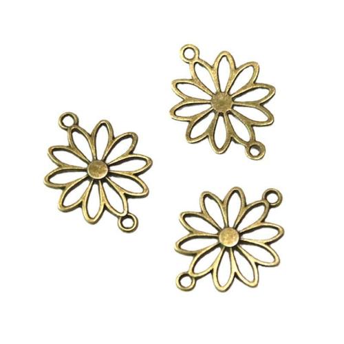 Flower Tibetan Style Connector, antique brass color plated, DIY & 1/1 loop, 19x25mm, 100PCs/Bag, Sold By Bag