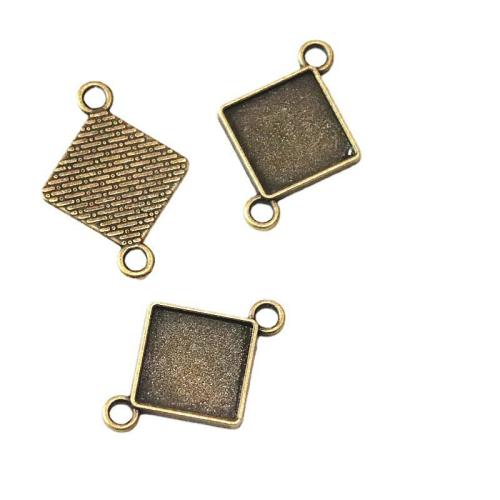 Tibetan Style Connector, Rhombus, antique brass color plated, DIY & 1/1 loop, 23x32mm, 60PCs/Bag, Sold By Bag