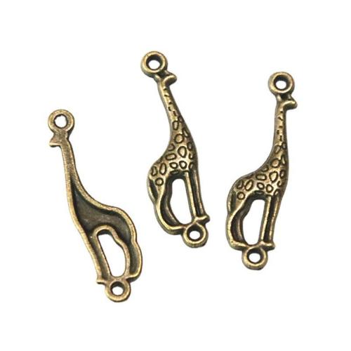 Animal Tibetan Style Connector, Giraffe, antique brass color plated, DIY & 1/1 loop, 29x9mm, 100PCs/Bag, Sold By Bag