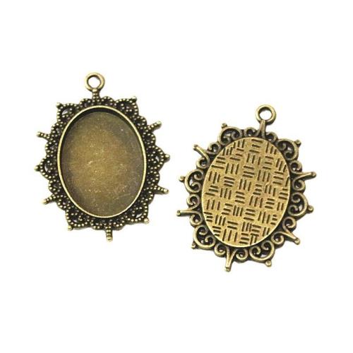 Tibetan Style Pendant Cabochon Setting, antique brass color plated, DIY, 25x18mm, 50PCs/Bag, Sold By Bag