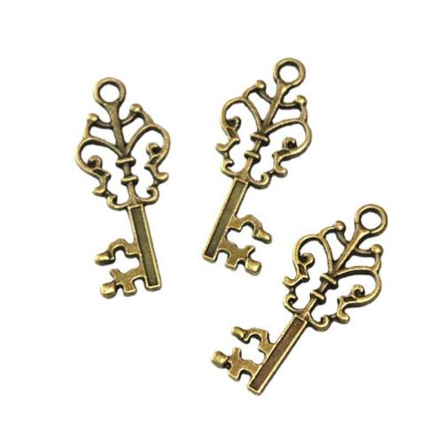 Tibetan Style Key Pendants, antique brass color plated, DIY, 36x16mm, 60PCs/Bag, Sold By Bag