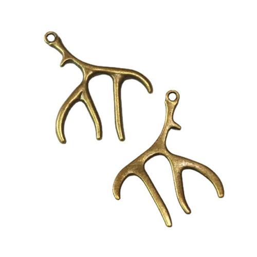 Tibetan Style Pendants, Antlers, antique brass color plated, DIY, 44x36.10mm, 30PCs/Bag, Sold By Bag