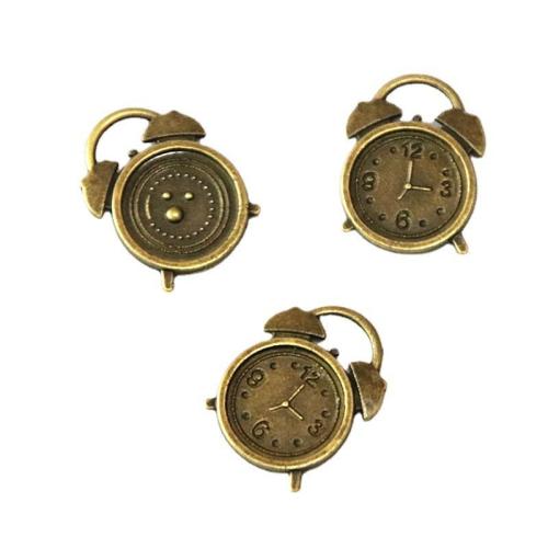 Tibetan Style Pendants, Clock, antique brass color plated, DIY, 17.50x13.50mm, 100PCs/Bag, Sold By Bag