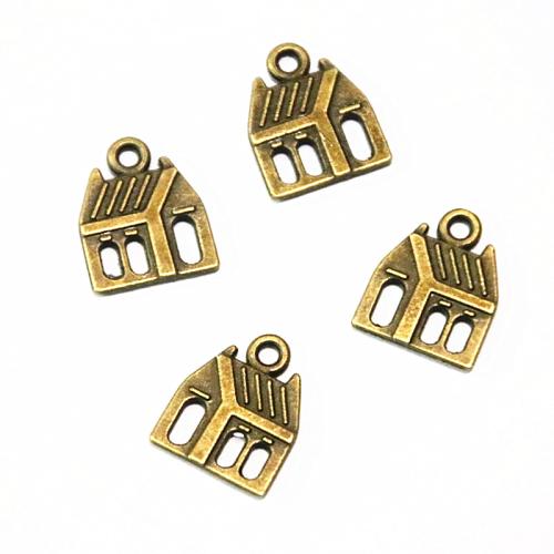 Tibetan Style Pendants, House, antique brass color plated, DIY, 16x13mm, 50PCs/Bag, Sold By Bag