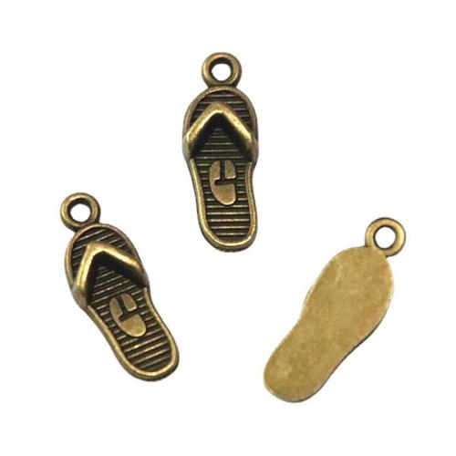 Pendentifs de chaussures en alliage de zinc, Pantoufle, la couleur plaquée laiton antique, DIY, 21x8mm, 100PC/sac, Vendu par sac