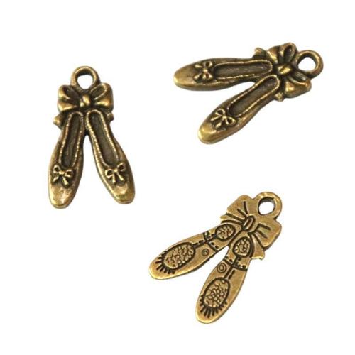 Tibetan Style Shoes Pendants, antique brass color plated, DIY, 20x12mm, 100PCs/Bag, Sold By Bag