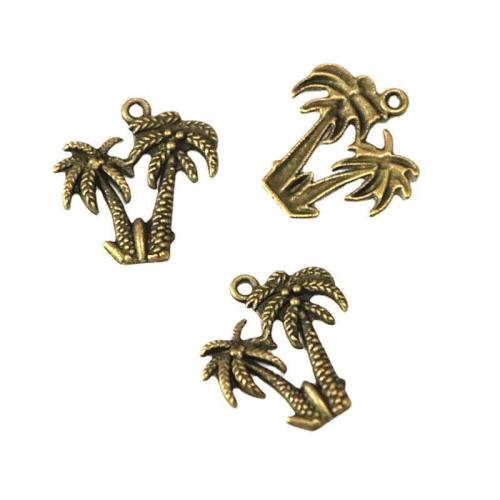 Tibetan Style Pendants, Palm Tree, antique brass color plated, DIY, 20x20mm, 100PCs/Bag, Sold By Bag