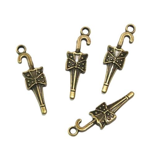 Tibetan Style Pendants, Umbrella, antique brass color plated, DIY, 27x8mm, 50PCs/Bag, Sold By Bag