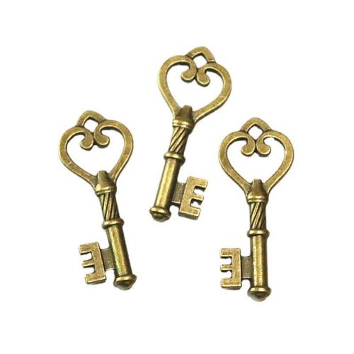 Tibetan Style Key Pendants, antique brass color plated, DIY, 46x19mm, 60PCs/Bag, Sold By Bag