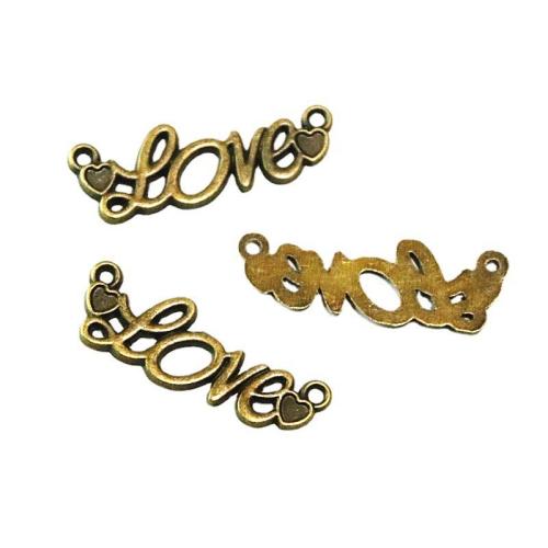 Letter Tibetan Style Connector, Alphabet Letter, antique brass color plated, DIY & 1/1 loop, 35x12mm, 50PCs/Bag, Sold By Bag