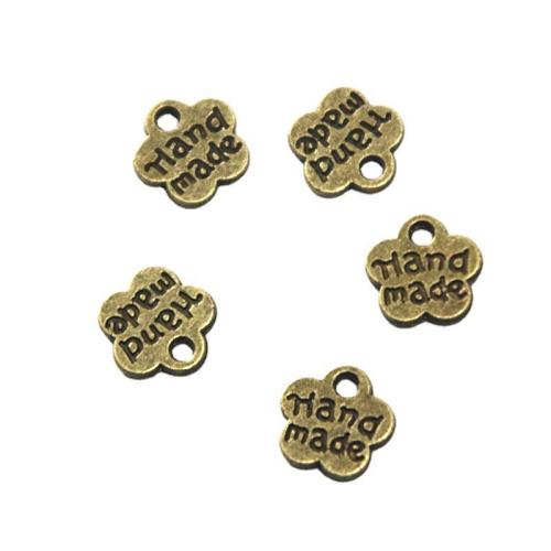 Tibetan Style Flower Pendants, antique brass color plated, DIY, 8x8.50mm, 400PCs/Bag, Sold By Bag