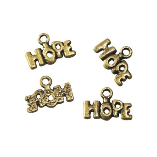 Tibetan Style Alphabet and number Pendants, Alphabet Letter, antique brass color plated, DIY, 13.20x9mm, 100PCs/Bag, Sold By Bag