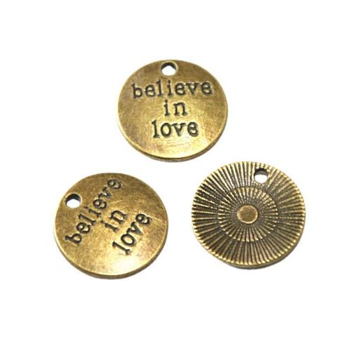 Tibetan Style Pendants, Round, antique brass color plated, DIY, 19.70mm, 50PCs/Bag, Sold By Bag