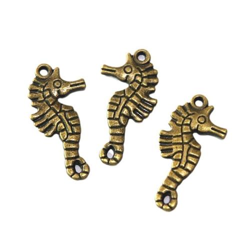 Tibetan Style Animal Pendants, Seahorse, antique brass color plated, DIY, 16x32mm, 50PCs/Bag, Sold By Bag