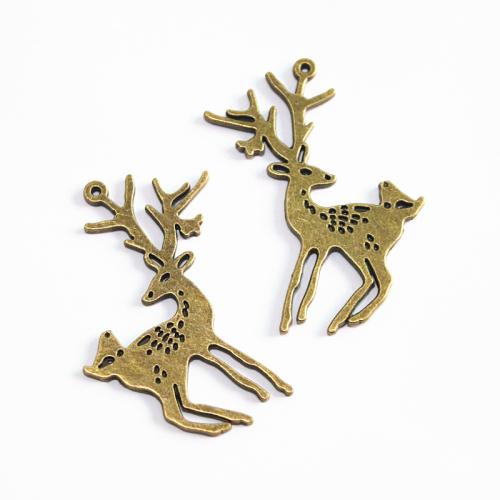 Tibetan Style Animal Pendants, Deer, antique brass color plated, DIY, 60x45mm, 20PCs/Bag, Sold By Bag