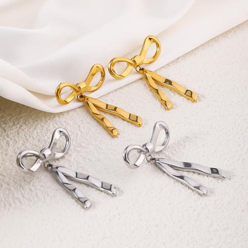 Stainless Steel Drop Earring, 304 Stainless Steel, Bowknot, fashion jewelry & for woman, more colors for choice, 28x31mm, Sold By Pair