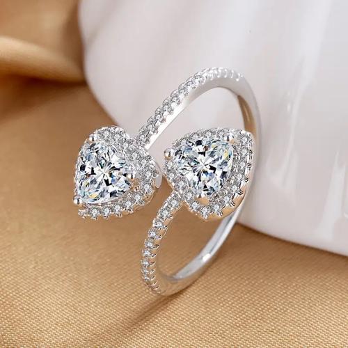 Cubic Zirconia Micro Pave Brass Ring, Heart, fashion jewelry & micro pave cubic zirconia & for woman, Sold By PC