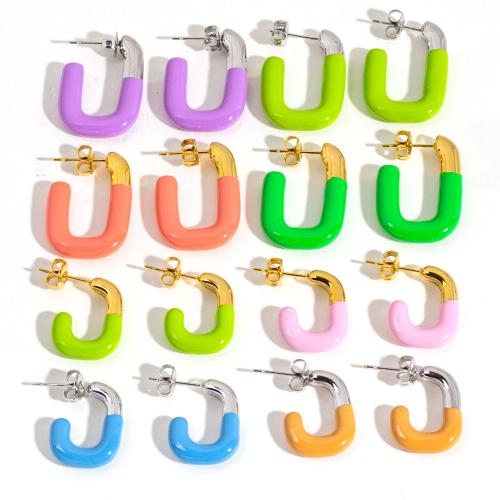 Stainless Steel Stud Earrings, 304 Stainless Steel, Vacuum Ion Plating, fashion jewelry & different size for choice & for woman, more colors for choice, Sold By Pair