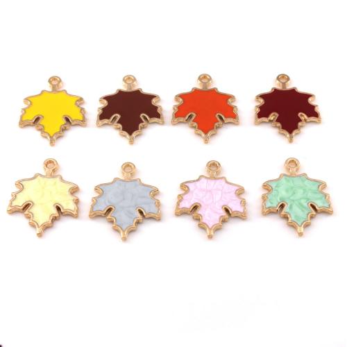 Tibetan Style Enamel Pendants, Maple Leaf, gold color plated, DIY, more colors for choice, nickel, lead & cadmium free, 19x24mm, Approx 100PCs/Bag, Sold By Bag