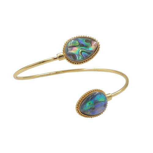 Brass Bracelet & Bangle, with Abalone Shell, Teardrop, gold color plated, Adjustable & fashion jewelry & for woman, nickel, lead & cadmium free, 12x18mm, Inner Diameter:Approx 66mm, Sold By PC