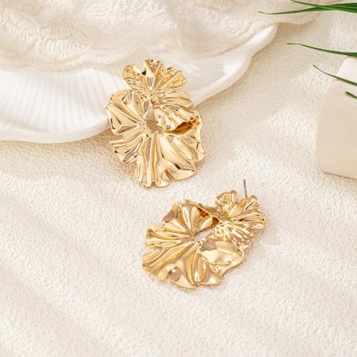 Tibetan Style Stud Earring, plated, for woman, gold, Sold By Pair