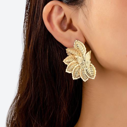 Tibetan Style Stud Earring, plated, for woman, gold, Sold By Pair