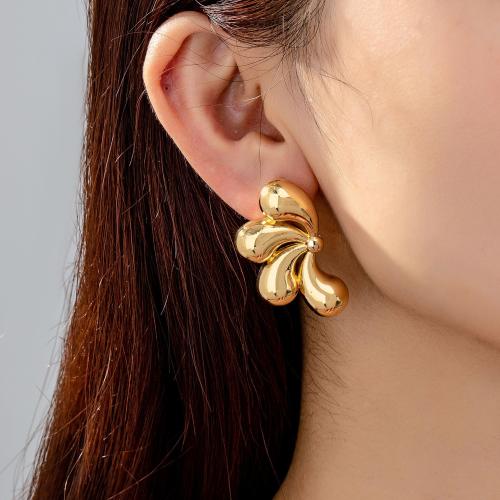 Tibetan Style Stud Earring, plated, for woman, gold, Sold By Pair