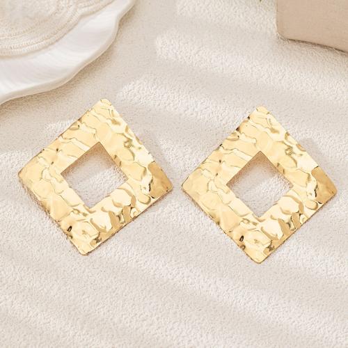 Tibetan Style Stud Earring, Rhombus, plated, for woman, gold, Sold By Pair