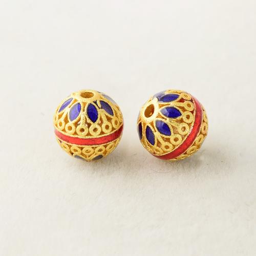 Brass Jewelry Beads, DIY & enamel, golden, 7.80mm, Hole:Approx 1.3mm, Sold By PC