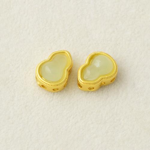 Brass Jewelry Beads, with Glass, plated, multihole & DIY, golden, Sold By PC