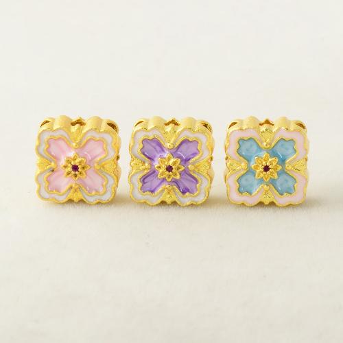 Brass Jewelry Beads, multihole & DIY & enamel, more colors for choice, 11.50x11.50mm, Hole:Approx 1.9mm, Sold By PC