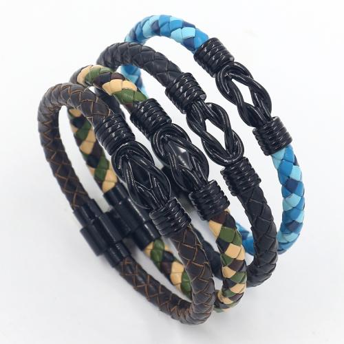 Cowhide Bracelet, with Tibetan Style, punk style & Unisex, more colors for choice, Length:Approx 21 cm, Sold By PC