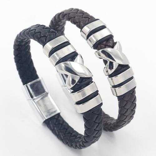 Microfibre PU bracelet, avec alliage de zinc, Lettre X, le style de punk & unisexe, plus de couleurs à choisir, Longueur:Environ 21.5 cm, Vendu par PC